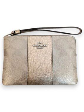 Coach Metallic Gold and Champagne Signature Wristlet NWOT in Gift Box